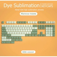 XDA PBT Matcha Green Tea keycap set 125 buttons in Dye-Sub Font in large letters (supports layout 61