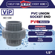 ViP PVC Union Connector Water Pipe Fittings Aquarium PVC Paip Joints Union Coupling Socket End Grey
