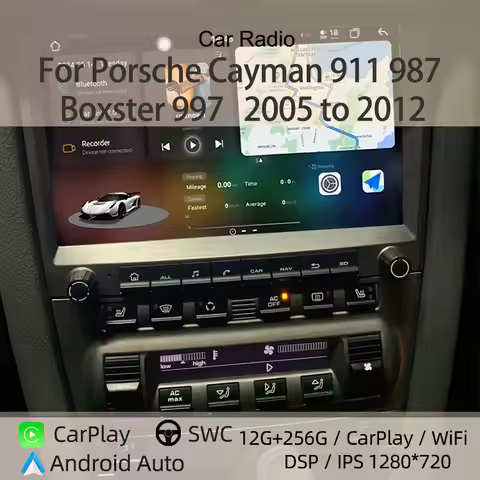 For Porsche Cayman 911 987 Boxster 997 2005 to 2012 Camera 8G+256G Carplay Android 14.0 Car DVD Play