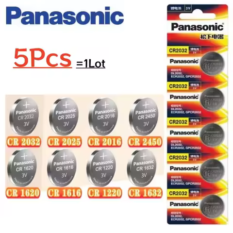 5Pcs Original Panasonic CR2032 CR2025 CR2016 CR1632 CR1620 CR1616 CR1220 Battery For Watch Button Ce