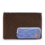 Louis Vuitton Virgil Abloh Brown Mini Monogram Coated Canvas & Blue Leather A4 Multipocket Pochette 
