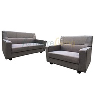 Furniture Living 3+2 Seater High-Back Fabric Sofa (Grey)