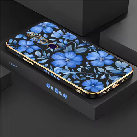 Blue Watercolor Floral Pattern Case For OPPO F29 Pro F23 F21 F19 Pro + F17 F15 F11 F9 F5 F1S Shockpr