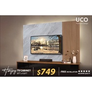 UCO HTC002 6FT HANGING TV CONSOLE MARBLE COLOUR  WITH WOODSTRIP