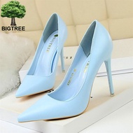 HOT BIGTREE Soft Leather Shallow Fashion Women 39;s High Heels Shoes Candy Colors Pointed Toe Women 