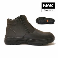 [NAK] Safety Shoes Zip Men Black Safety Boots Steel Toe Steel Plate Waterproof Shoes Good Quality