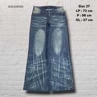 Size 27 Celana Panjang Longpants Jeans Goldsign USA Dark Blue Washed Fading Baggy fit Original Secon
