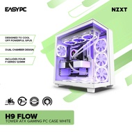 EasyPC| NZXT H9 Flow ATX pc case gaming| White| Mid Tower