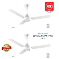KDK - K15V0 [3 Blades] Regulator Ceiling Fan 60" White [Twin Pack] [Ready Stock]