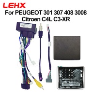 LEHX รถวิทยุ Android 2DIN 2 DIN สำหรับเปอโยต์301 307 408 3008ซีตรอง C4L C3-XR เคเบิ้ลสามารถรถบัสลากสายไฟเชื่อมต่อซ็อกเก็ต