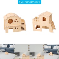[Sunnimix1] Hamster Wooden House Lovely Hamster Habitats for Hedgehog Chinchilla Hamster