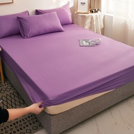 3in 1สีทึบกันลื่นผ้าปูเตียงเย็บมุมปลอกหมอน3/4/5/6ฟุตผ้าคลุมเตียงฝูกที่นอนชุดเครื่องนอน3ชิ้น