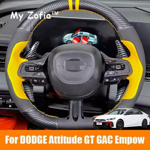 For New DODGE Attitude GT GAC Empow 2024 2025 Carbon Fiber Cover Steering Wheel Paddle Shifter Alumi