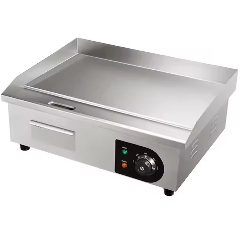 SucceBuy 21In Commercial Electric Grill Flat Pan Stainless Steel Desktop Griddle Hotplate Teppanyaki