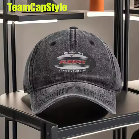 A Classic Vintage Washed Flexfit Baseball Cap, Also Known As a Hip-Hop Cap Or Duckbill Hat - Featuri