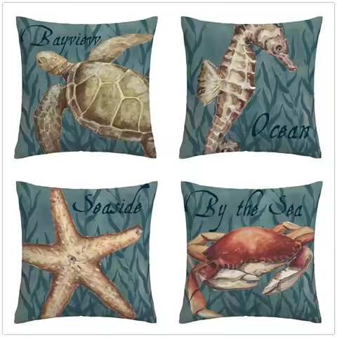 Crab sea turtle sofa decorative pillow case,home Decoration plush throw pillow case,cushion covers 4