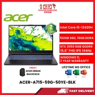 ACER-A715-59G-50YE-BLK-INTELCOREI5-13420H,16GBR4,512GBSSD,RTX30506GVR6,15.6"IPS,W1164,2YRS,H&S
