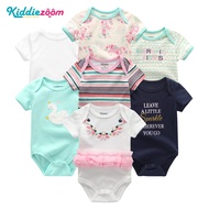 Kiddiezoom 7 pieces baby romper newborn clothes Girl Baby Short Sleeve Clothes Pure Cotton 0-12 Mont