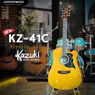 กีต้าร์โปร่ง/โปร่งไฟฟ้า Kazuki KZ-41C / MD-410C | พร้อมปิ๊กการ์ดลายเถาวัลย์ แถมฟรี ปิ๊ํก4อัน ประแจ ค