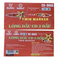 Hộp 12 cây bút lông dầu 2 đầu CD-9905 mực ĐỎ hiệu Gstar