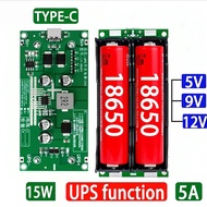 Type-C 15W 3A 18650 Lithium Battery Charger Module DC-DC Step Up Booster Fast Charge UPS Power Suppl