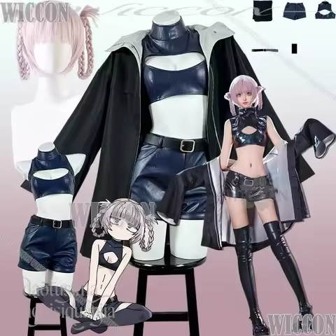 Anime CALL OF THE NIGHT Cosplay Nanakusa Nazuna Vampire Black Punk Jirai Kei Girls 코스프레 Lingerie Wig