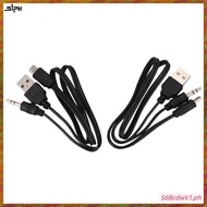 [M G L O]  USB 2.0 to Mini A Male 3.5mm Jack Plug Audio Data Cable 45cm 2 Pcs