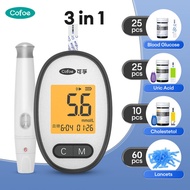 Blood Glucose/Cholesterol/Uric Acid Monitor Blood Lipid Detector Diabetes Gout Meter Full Set