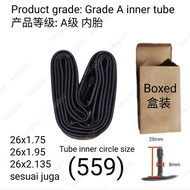 ( wholesale 批发 ) 26x1.75 26x1.95 26x2.125 (28mm) Premium Bicycle Inner tube basikal Tube TIUB 自行车 内胎
