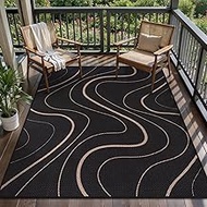 Tangsoo Rianbow Easy Jute 4x6 Area Rug,Black S Line Washable Ultra Thin Rug for Dining Room Rug,Non-