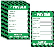 50 Ladder Inspection Labels - 79mm x 48mm Green Safety Inspection Tags Stickers for Industrial Maint