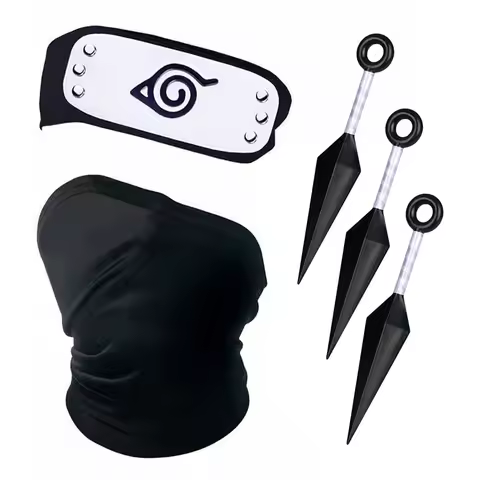 Anime Naruto Hatake Kakashi Mask Headband Kunai Suit Ninja Kakashi Cosplay Headband Mask Halloween P