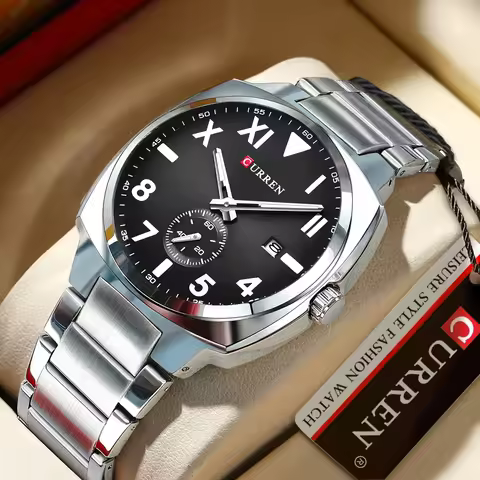 Men's Watch CURREN New Original Fashion Simple Business Luminous Calendar Stainless Steel Analog Qua
