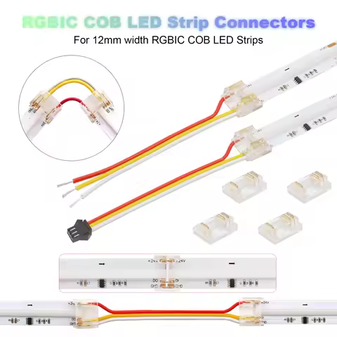 3Pin 10mm 12mm Connector for Addressable COB LED Strip Light SPI FCOB LED Tape Solderless Fast Conne