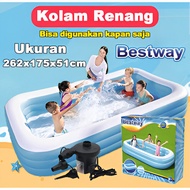 kolam renang anak jumbo murah # 54006, kolam renang bayi bestway, kolam anak rectangular, kolam bola 262cm, balon renang bayi inflatable