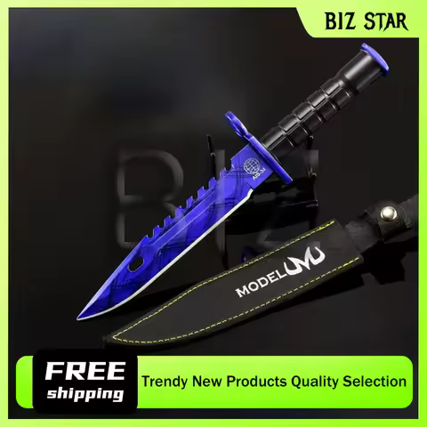 26cm/10.23in M9 Doppler Blue Leather Pendant Game Peripheral katana knife Metal Weapon Model Cosplay