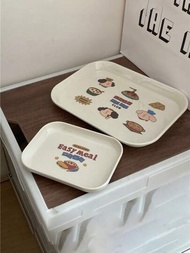韓國Ins可愛卡通早餐托盤桌面收納托盤，適用於小吃和裝飾道具，也可作為裝飾品