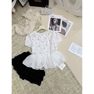 Ruffled bow shirt