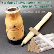 Combo Ống gỗ Xông Hơ Ngải Cứu +hộp 10 điếu nhang ngải cứu 5:1 .Búa gỗ Hơ giữ Ngải Cứu trừ hàn Massag