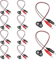 MEIRIYFA 9Volt Battery Snap Connector with Alligator Clips, 10 Pack Dual Alligator Clips to 9V Batte