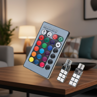 T10 12LED RGB Remote Control 5050 Car Light Bulb Multi Color Headlamp Small Lamp