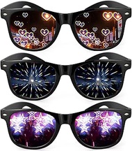 Diffractions Party Glasses with 3D Prism Heart Star Effect, Funny Glasses Refractive Glasses Heart G