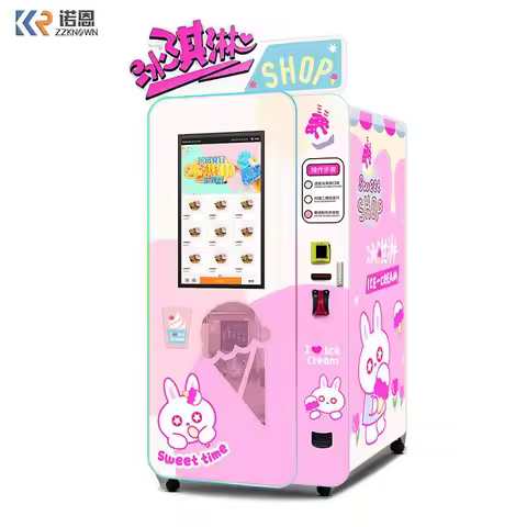 Automated Soft Serve Vending Machine Ice Cream Kiosk Soft Yogurt Vending Machine