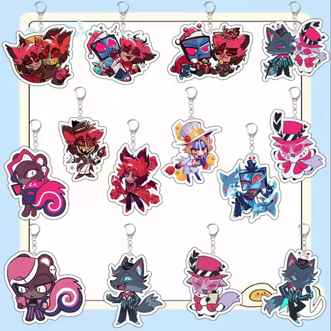 Anime Vox Valentino Velvet Lucifer Morningstar Acrylic Keychain Custom Cartoons First Choice for Gif