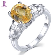 Lohaspie Jewelry Nhẫn bạc nguyên chất 222 carat Sterling 925 chính hãng Nhẫn Citrine tự nhiên Đá Cit