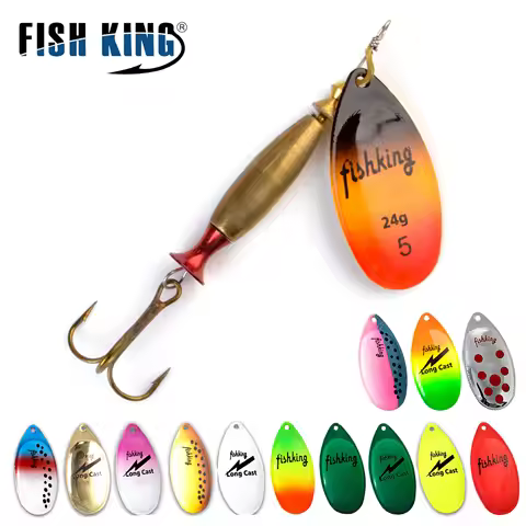 FISH KING 1PC Long cast 4#-18g 5#-24g Spinner Lure Bait Spoon Lures pike Metal Fishing Lure Bass Har