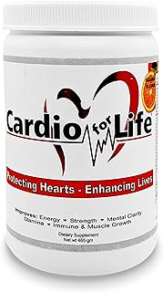 Cardio for Life L-Arginine Powder 16oz - Orange - Natural Nitric Oxide Supplement for Cardiovascular Health - Regulate Cholesterol &amp; Blood Pressure - Increase Energy