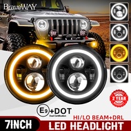 7inch H4 H13 Round LED Headlight DRL Lights 6500K 3500K Angled Eyes 12V 24V Turn Signal for Off Road