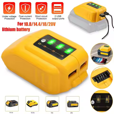Converter USB Charger For DEWALT 14.4V 18V 20V Li-ion Battery Converter DCB090 USB Device Charging A