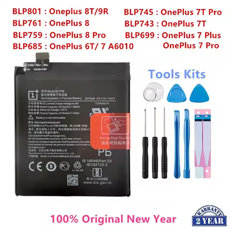 Orginal BLP801 BLP761 BLP759 BLP745 BLP743 BLP699 BLP685 Battery For OnePlus 8T/9R/ 8 /Pro/8/7T Pro/